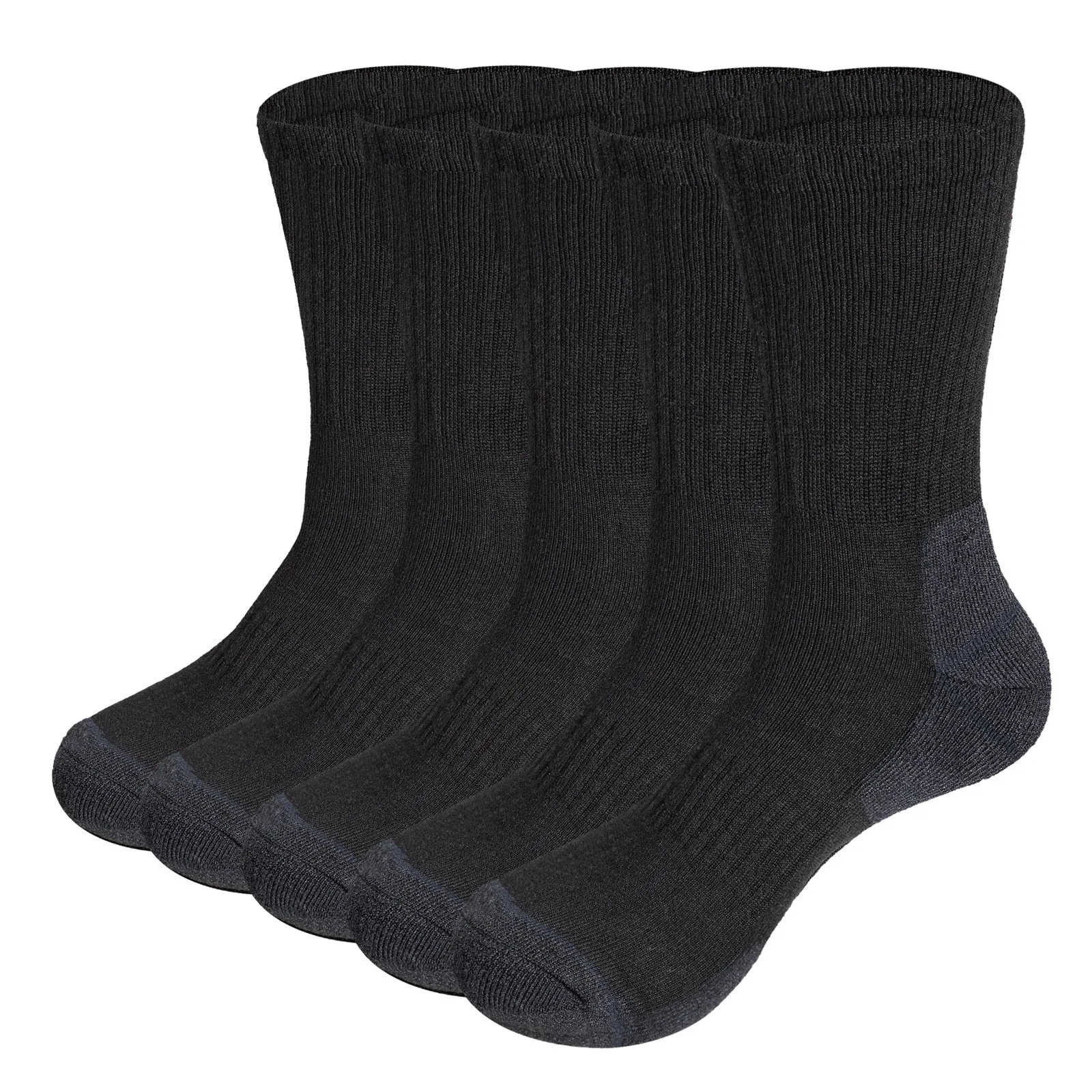 5 Pairs Moisture Wicking Mid Calf Thermal Hiking & Trekking Socks