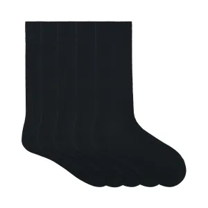 Balenzia Comfortable Solid color Crew length School Socks for Kids (Pack of 5)- Black, White (5N/1U)