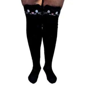 Black Cat Thigh High Compression Socks