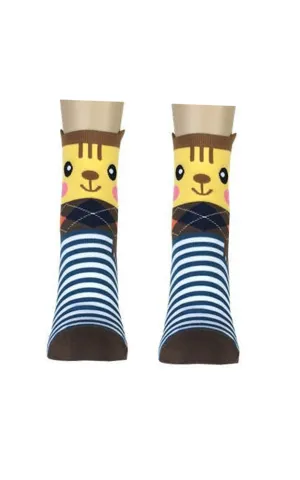 DB76106 Cute Animal Stripe Cartoon Cotton Casual Socks  (12prs Pack)