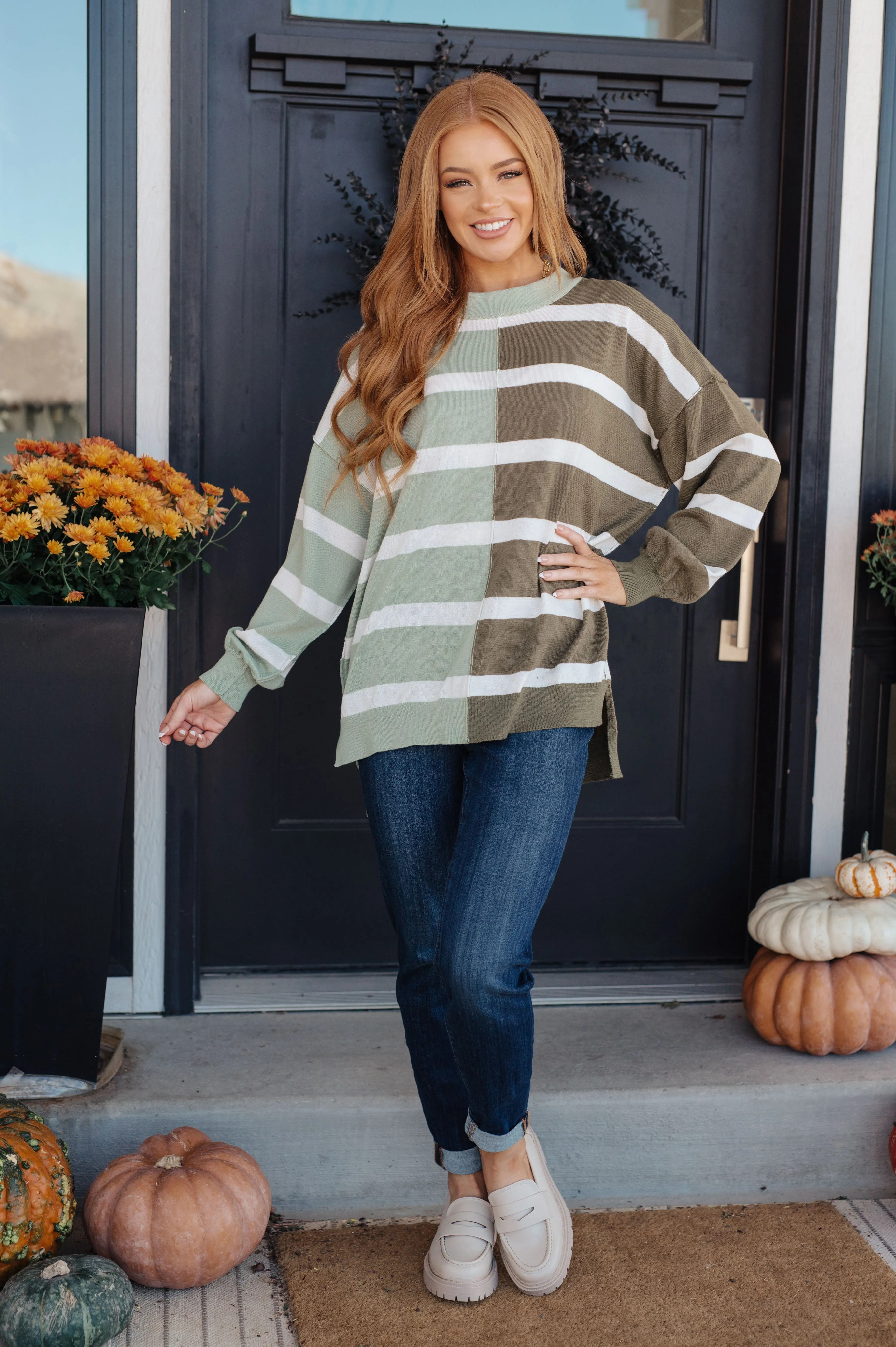 Decisions Color Block Striped Sweater