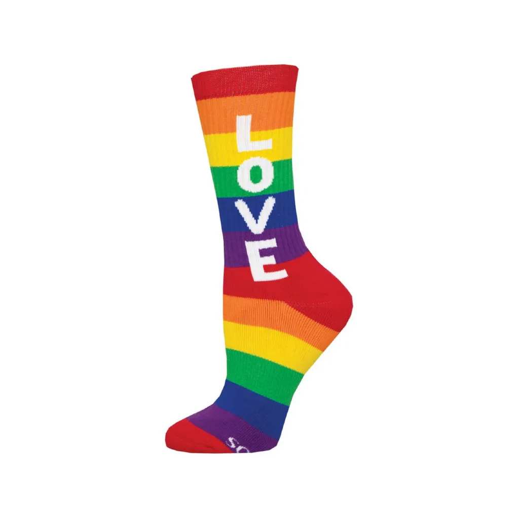 Love Rainbow Athletic Crew Socks - Womens