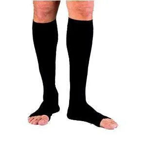 Men's Ribbed Knee-High Compression Socks X-Large Full Calf, Black