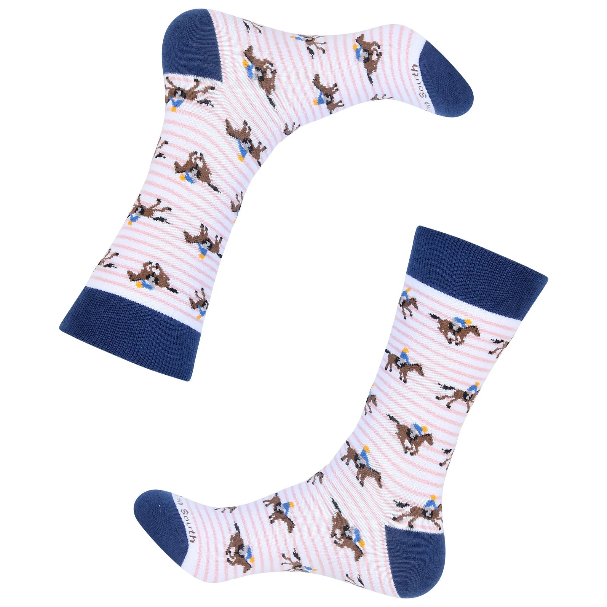 Navy/Pink Striped Horse Racing Sock