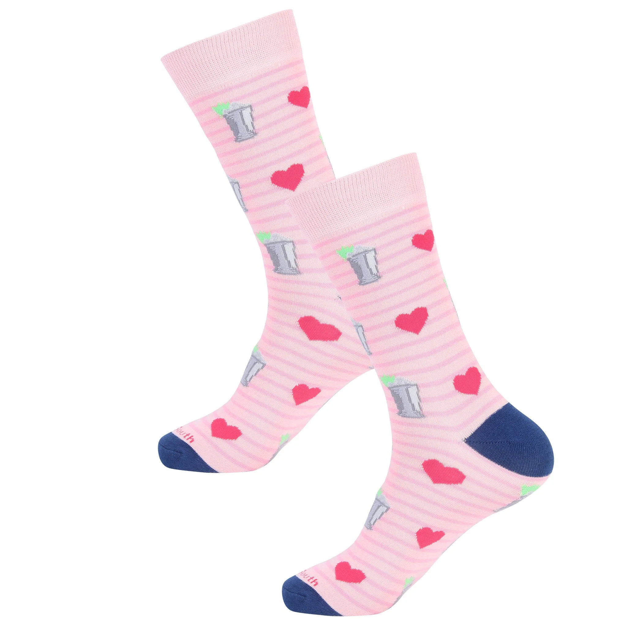 Pink Striped Mint Julep/Heart Sock