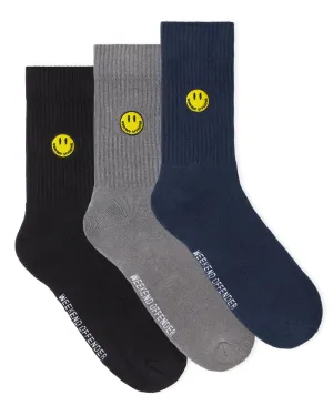 Smiley Sports Socks Navy/Black/Grey (3 PAIR PACK)