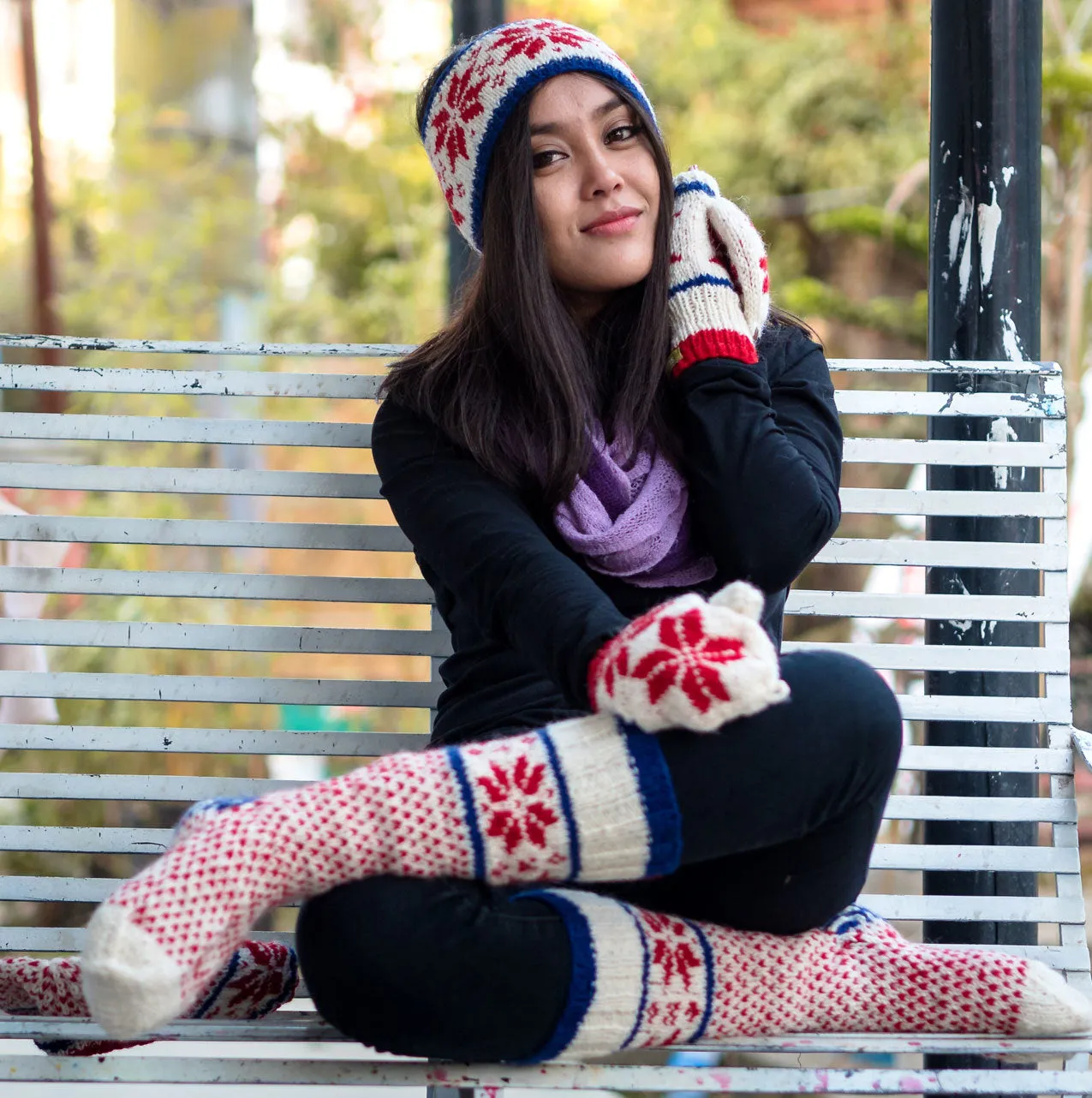 Snow Flake  New Zealand Wool Handknitted Socks