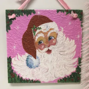 Textured Santa Sign, Pink